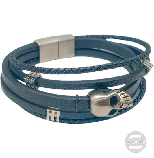 60379-37 Pulsera Acero Y Cuero Largo 22 Cms Aprox