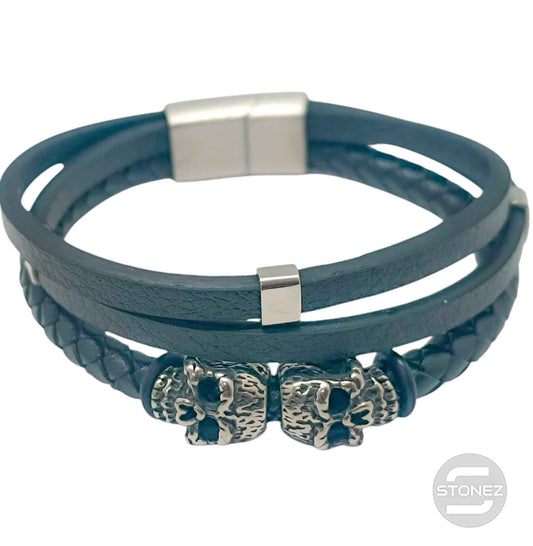 60379-40 Pulsera Acero Y Cuero Largo 22 Cms Aprox