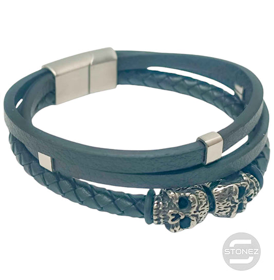 60379-40 Pulsera Acero Y Cuero Largo 22 Cms Aprox