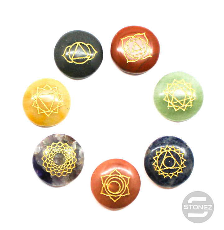 Cargue la imagen en el visor de la galería, 60492-01 Juego 7 Chakras En Forma De Disco 30 mm
