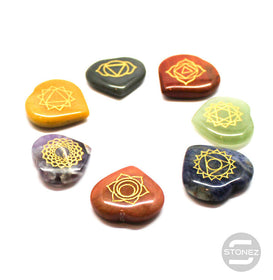 60492-03 Juego 7 Chakras En Forma De Corazón 30 mm