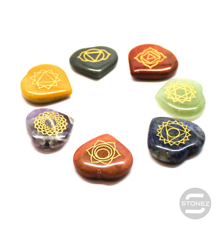 Cargue la imagen en el visor de la galería, 60492-03 Juego 7 Chakras En Forma De Corazón 30 mm
