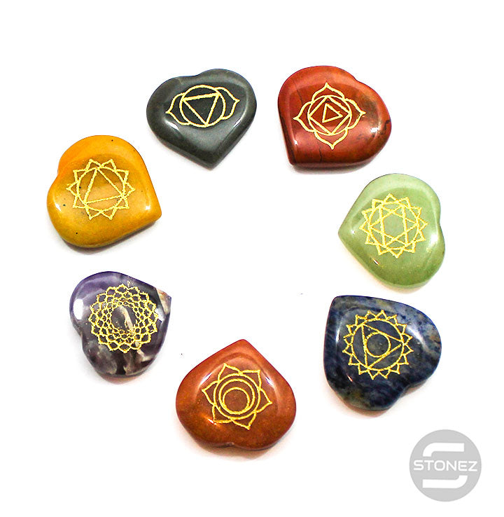 Cargue la imagen en el visor de la galería, 60492-03 Juego 7 Chakras En Forma De Corazón 30 mm
