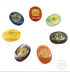 60492-02 Juego 7 Chakras En Forma De Disco Oval 28 X 40 mm.