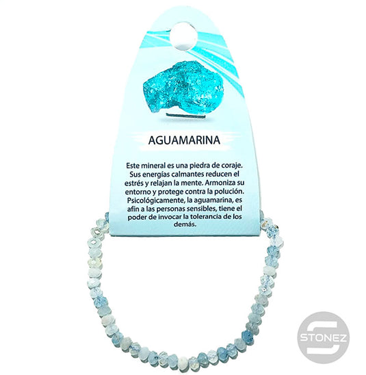 60521 Pulsera Facetada Aguamarina 3x4 mm