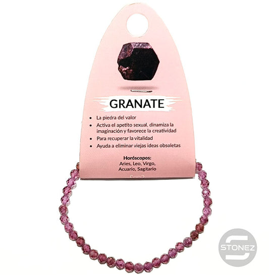 60542 Pulsera Facetada Granate 4 mm