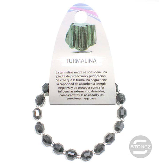 60579 Pulsera Facetada Turmalina Y Rocalla 8 mm