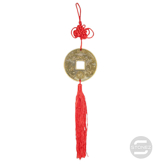 60628-05 Colgante Feng Shui Moneda China 30 Cms Aprox Largo