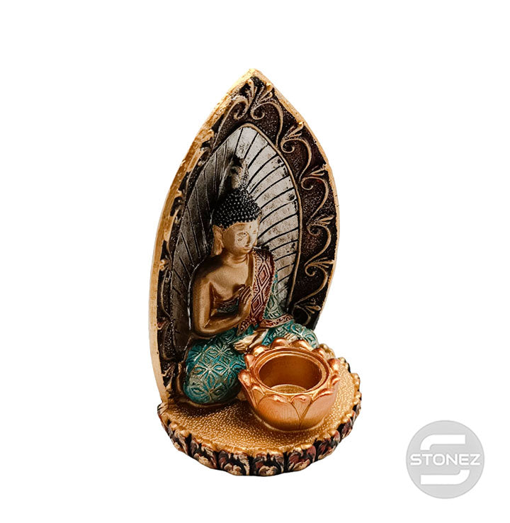 Carregue a imagem no visualizador da galeria, 60637 Figura En Resina Buda Portavela 13 X 9 Cms Aprox.
