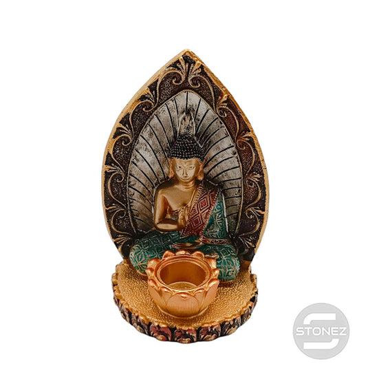 60637 Figura En Resina Buda Portavela 13 X 9 Cms Aprox.