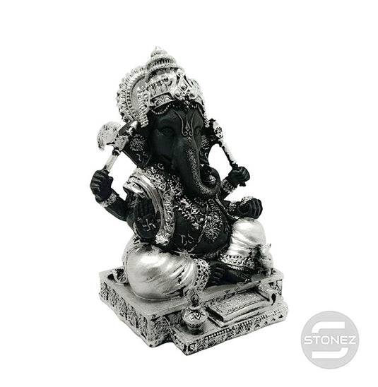 60639 PLATA Figura En Resina Diosa Ganesha 17 X 10 Cms Aprox.