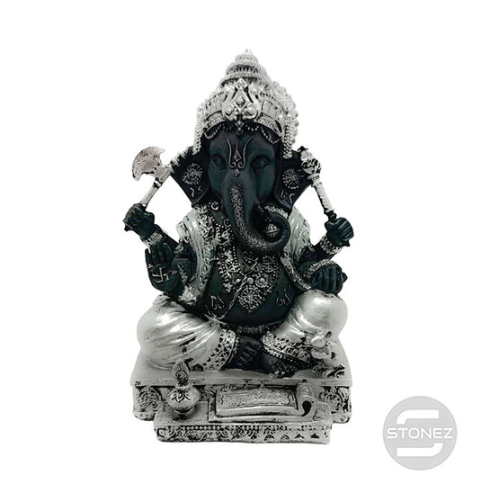 60639 PLATA Figura En Resina Diosa Ganesha 17 X 10 Cms Aprox.