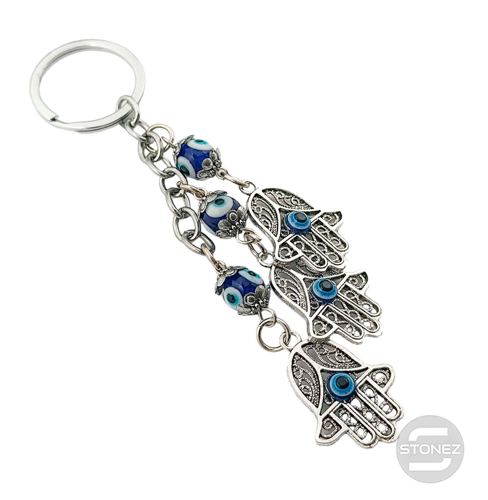 6071600 Llavero Metal Ojo Turco Manos De Fátima Y Cristal