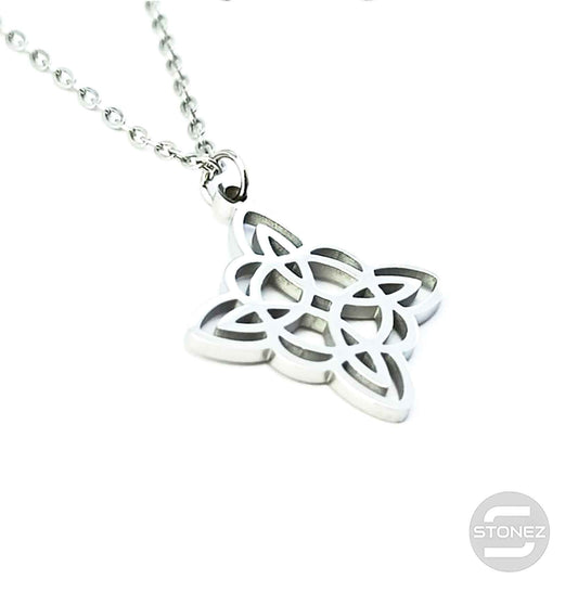 60797-02 Collar Acero Nudo De Bruja Y Cadena 40+5 Cms.
