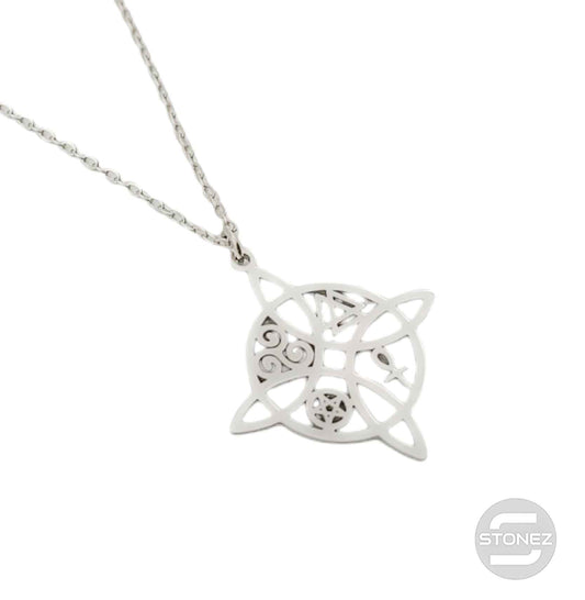 60797-64 Collar Acero Nudo De Bruja Y Cadena 40+5 Cms.