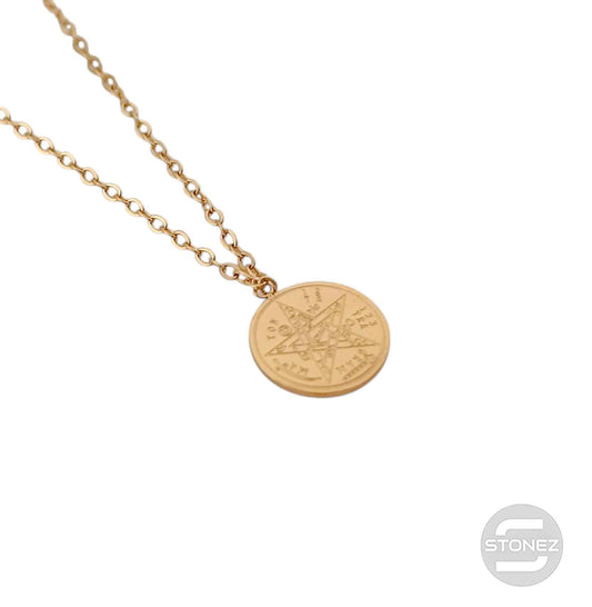 6797-73 Collar Acero Dorado Mini Tetragramaton Cadena 40+5 Cms