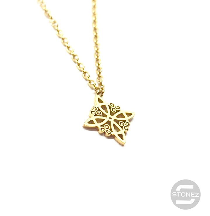 60797-13 Collar Acero Dorado Nudo De Bruja 12 mm Y Cadena 40+5 Cms