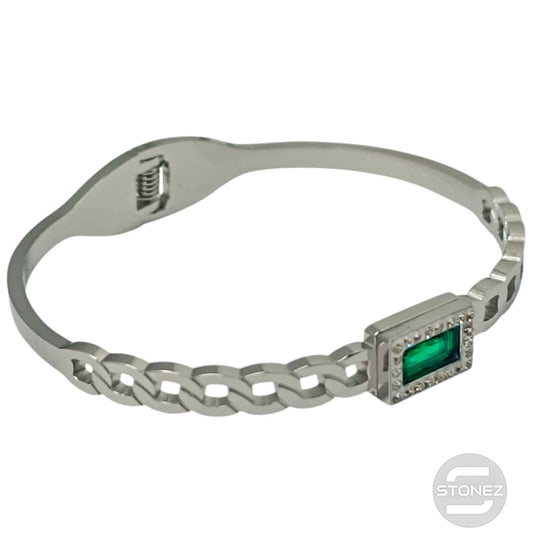 60914-05 Pulsera Acero Y Cristal Brazalete Con Apertura De Muelle