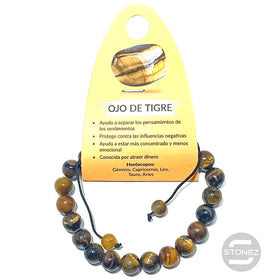 60920-09 Pulsera Ojo De Tigre Macramé Adaptable 8 mm