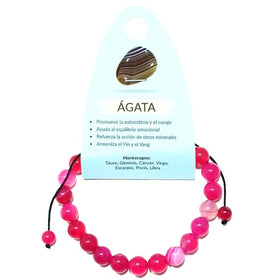 60920-29 Pulsera Ágata Fucsia Macramé Adaptable 8 mm