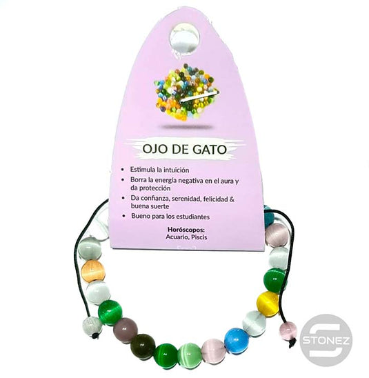 60920-47 Pulsera Ojo De Gato Multi Macramé Adaptable 8 mm