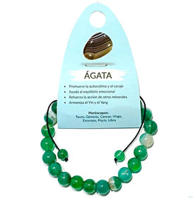 60920-90 Pulsera Ágata Verde Macramé Adaptable 8 mm