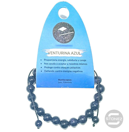 60921-11 Pulsera Venturina Azul Macramé Adaptable 8 mm