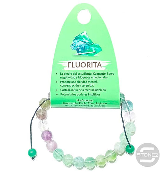 60924-25 Pulsera Fluorita Macramé Adaptable 8 mm