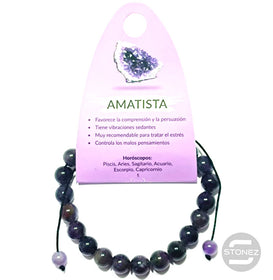 60925-05 Pulsera Amatista Macramé Adaptable 8 mm