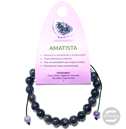 60925-05 Pulsera Amatista Macramé Adaptable 8 mm