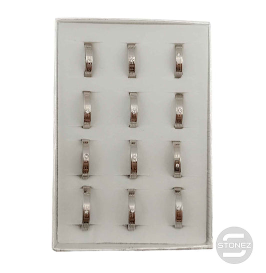 60941 Juego 12 Anillo Acero Inoxidable Con Diferentes Tallas Desde T16 a T22