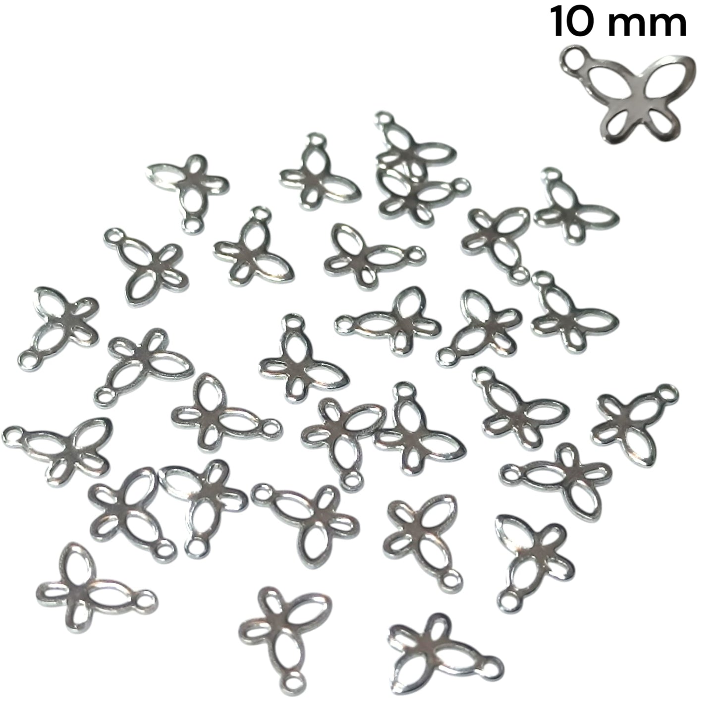 Paquete 30 Uds Dijes Mariposas 10 mm Acero Ref: 31742-10