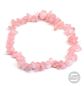 60954-02 Pulsera Piedra Natural Chips Cuarzo Rosa