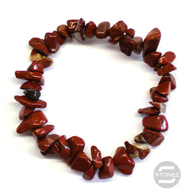 60954-15 Pulsera Piedra Natural Chips Jaspe Rojo