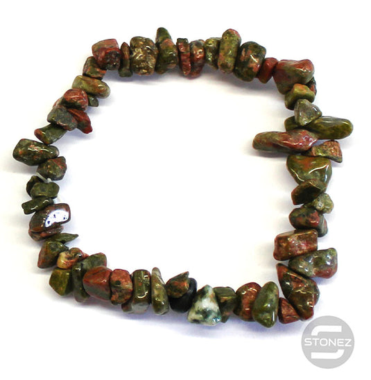 60954-20 Pulsera Piedra Natural Chips Unakita