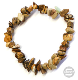 60954-36 Pulsera Piedra Natural Chips Jaspe Madera