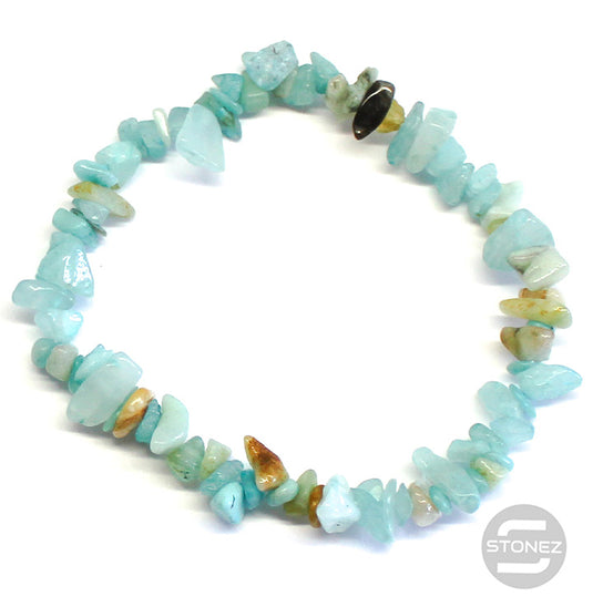 60954-40 Pulsera Piedra Natural Chips Amazonita