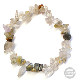 60954-17 Pulsera Piedra Natural Chips Cuarzo Rutilado