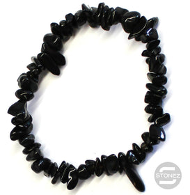 60954-57 Pulsera Piedra Natural Chips Obsidiana Negra