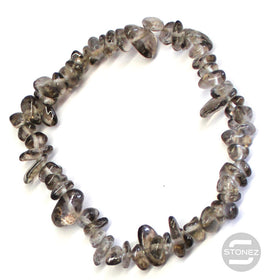 60954-77 Pulsera Piedra Natural Chips Cuarzo Ahumado