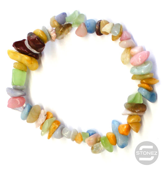 60954-99 Pulsera Piedra Natural Chips Mix Color