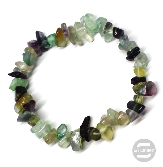 60955-25 Pulsera Piedra Natural Chips Fluorita