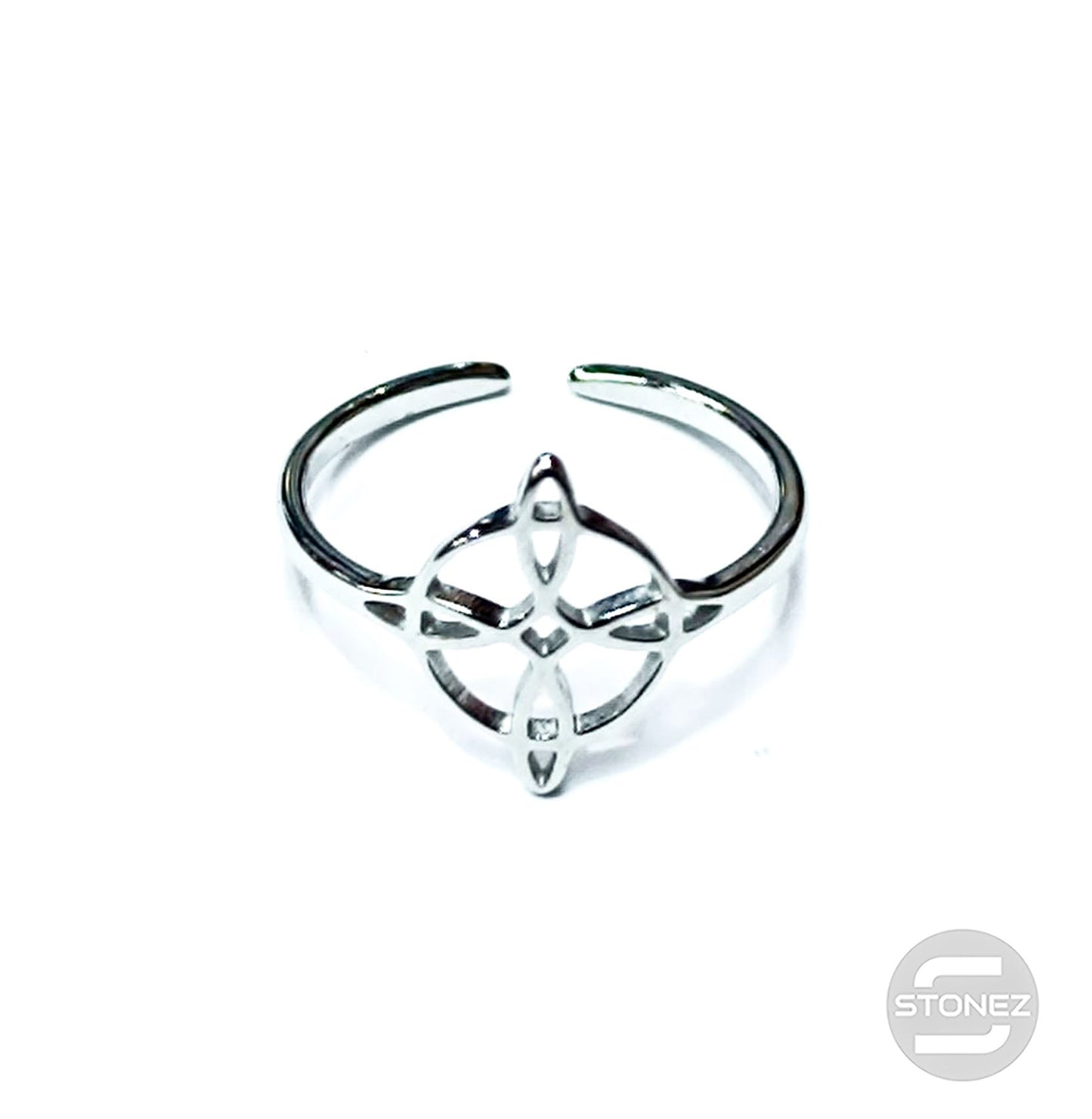 61013-01 Anillo Acero Adaptable Nudo De Brujas