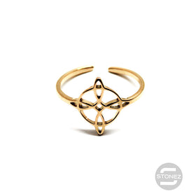 61013-02 Anillo Acero Dorado Adaptable Nudo De Brujas