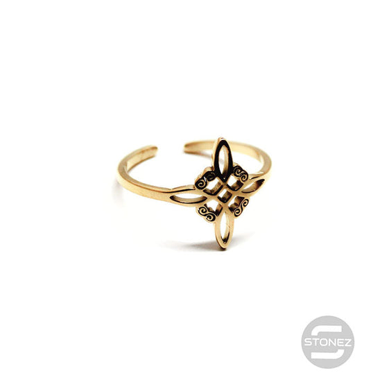 61013-04 Anillo Acero Dorado Adaptable Nudo De Brujas