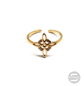 61013-04 Anillo Acero Dorado Adaptable Nudo De Brujas