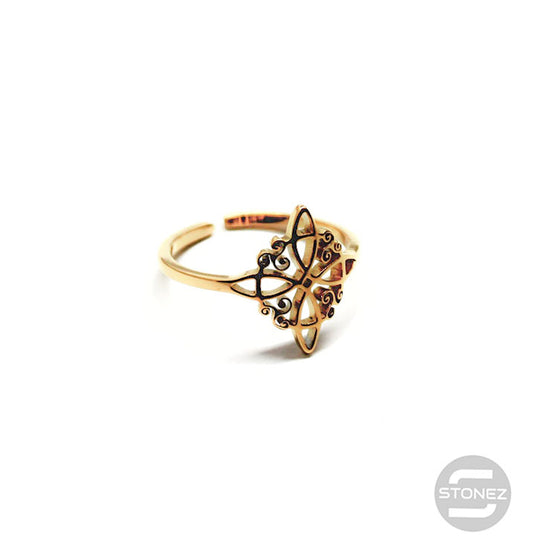 61013-06 Anillo Acero Dorado Adaptable Nudo De Brujas