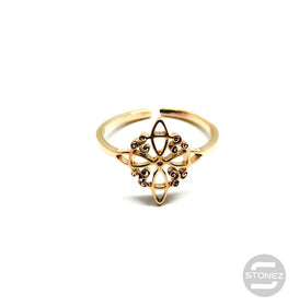 61013-06 Anillo Acero Dorado Adaptable Nudo De Brujas