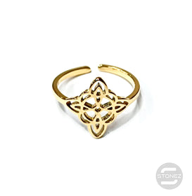 61013-07 Anillo Acero Dorado Adaptable Nudo De Brujas