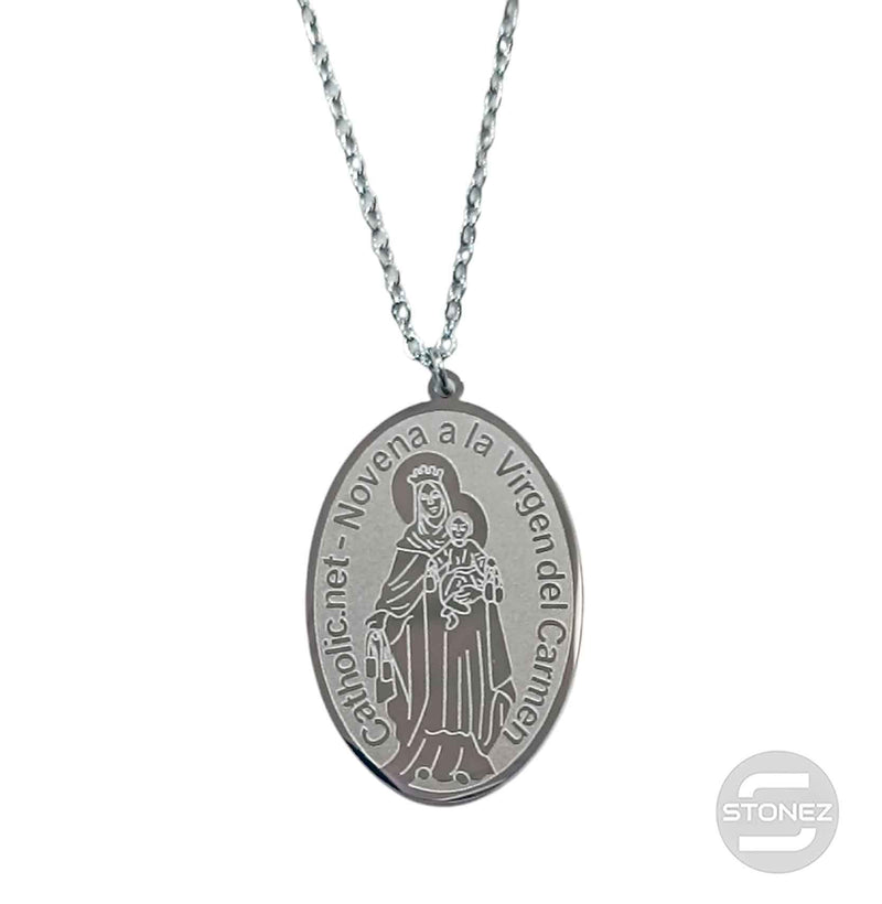 Cargue la imagen en el visor de la galería, 61014-41 Collar Acero Virgen Del Carmen 20X30 mm Cadena 40+5 Cms
